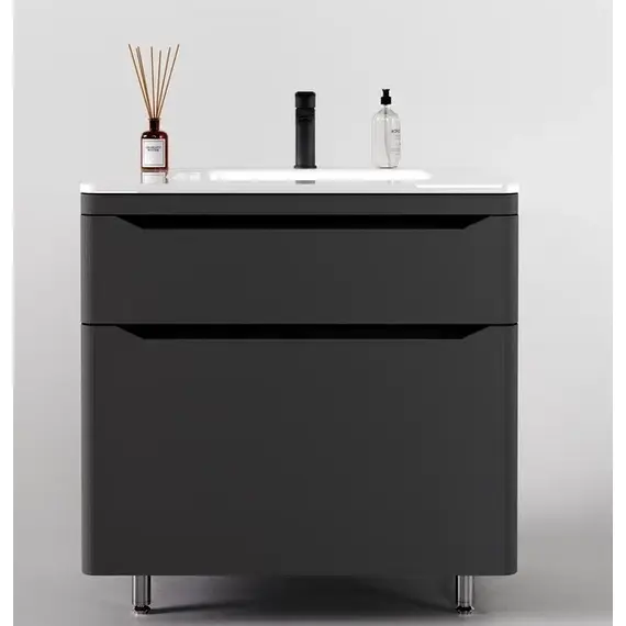 ТУМБА НАПОЛЬНАЯ STYLE LINE "МАРЕЛЛА 80", 2 ЯЩИКА, ЛЮКС АНТИСКРЕЙТЧ СЕРЫЙ, PLUS