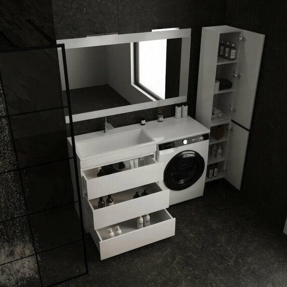 ТУМБА НАПОЛЬНАЯ STYLE LINE "ДАЛЛАС 140", 3 ЯЩИКА, ЛЮКС БЕЛАЯ