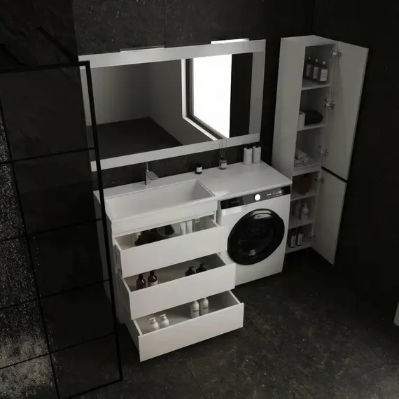 ТУМБА НАПОЛЬНАЯ STYLE LINE "ДАЛЛАС 140", 3 ЯЩИКА, ЛЮКС БЕЛАЯ