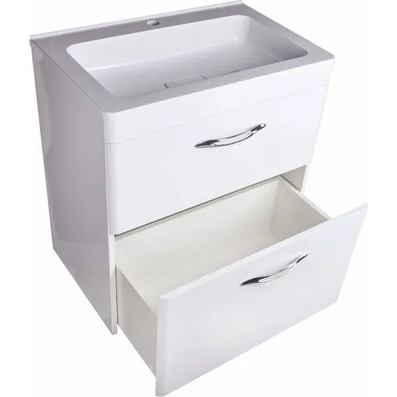 ТУМБА НАПОЛЬНАЯ STYLE LINE "КАРЕ 60", 2 ЯЩИКА, ЛЮКС БЕЛАЯ, PLUS