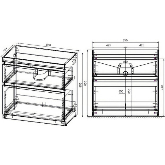 ТУМБА НАПОЛЬНАЯ STYLE LINE "ДАЛЛАС 150", 2 ЯЩИКА, ЛЮКС БЕЛАЯ, PLUS