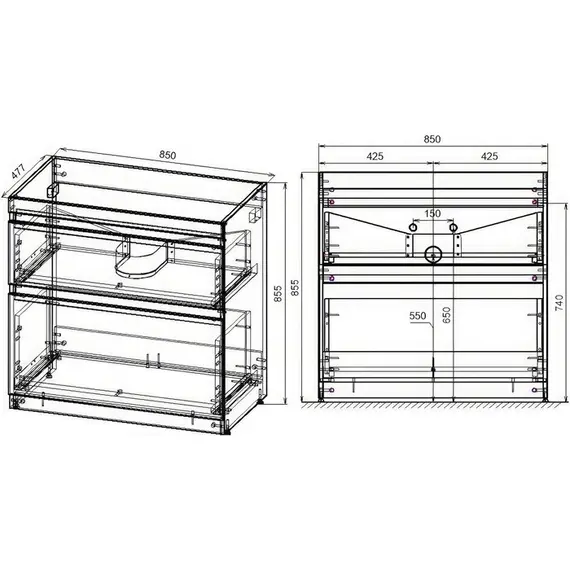 ТУМБА НАПОЛЬНАЯ STYLE LINE "ДАЛЛАС 150", 2 ЯЩИКА, ЛЮКС БЕЛАЯ, PLUS