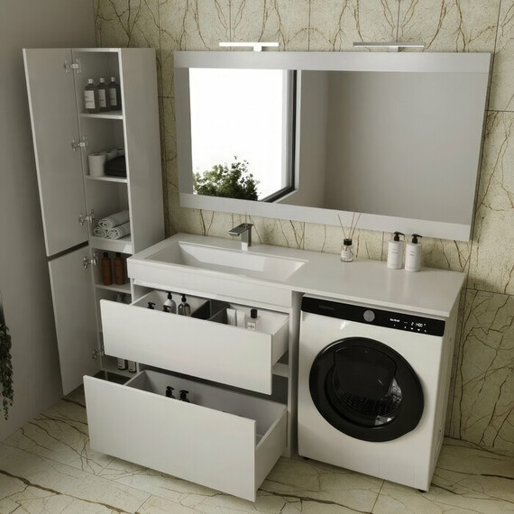 ТУМБА НАПОЛЬНАЯ STYLE LINE "ДАЛЛАС 150", 2 ЯЩИКА, ЛЮКС БЕЛАЯ, PLUS