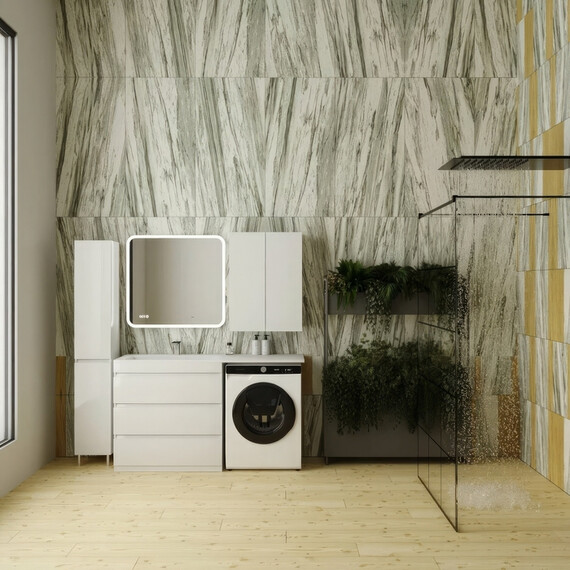 ТУМБА НАПОЛЬНАЯ STYLE LINE "ДАЛЛАС 150", 3 ЯЩИКА, ЛЮКС БЕЛАЯ, PLUS