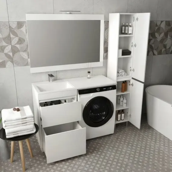 ТУМБА НАПОЛЬНАЯ STYLE LINE "ДАЛЛАС 115", 2 ЯЩИКА, ЛЮКС БЕЛАЯ, PLUS