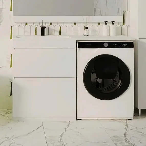 ТУМБА НАПОЛЬНАЯ STYLE LINE "ДАЛЛАС 130", 2 ЯЩИКА, ЛЮКС БЕЛАЯ, PLUS