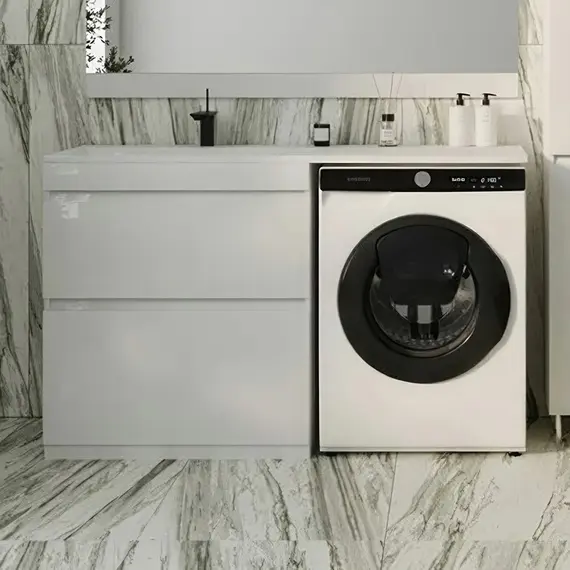 ТУМБА НАПОЛЬНАЯ STYLE LINE "ДАЛЛАС 140", 2 ЯЩИКА, ЛЮКС БЕЛАЯ, PLUS, ЭМАЛЬ