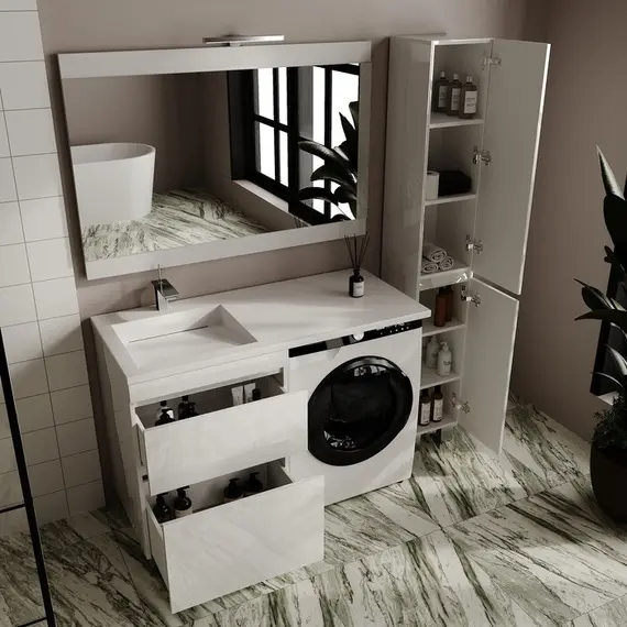 ТУМБА НАПОЛЬНАЯ STYLE LINE "ДАЛЛАС ЛЕОН 120", 2 ЯЩИКА, ЛЮКС БЕЛАЯ, PLUS