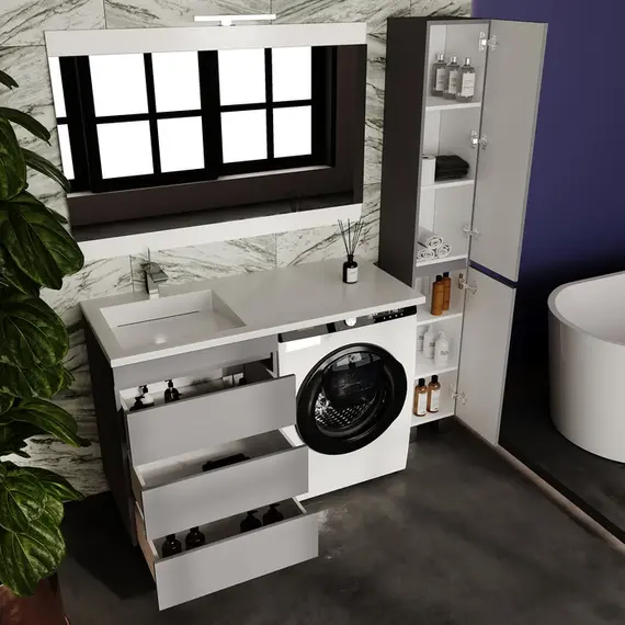 ТУМБА НАПОЛЬНАЯ STYLE LINE "ДАЛЛАС ЛЕОН 120" 3 ЯЩИКА, ЛЮКС СЕРАЯ, PLUS