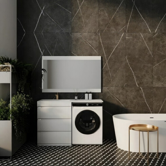 ТУМБА НАПОЛЬНАЯ STYLE LINE "ДАЛЛАС 130", 3 ЯЩИКА, ЛЮКС БЕЛАЯ, PLUS