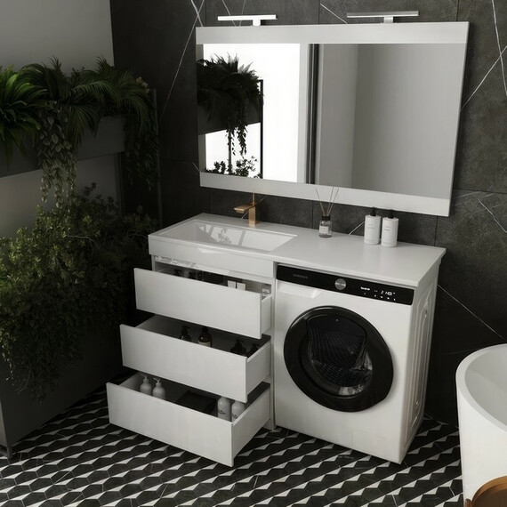 ТУМБА НАПОЛЬНАЯ STYLE LINE "ДАЛЛАС 130", 3 ЯЩИКА, ЛЮКС БЕЛАЯ, PLUS