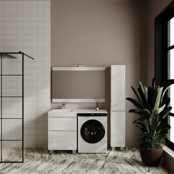 ТУМБА НАПОЛЬНАЯ STYLE LINE "ДАЛЛАС ЛЕОН 120", 2 ЯЩИКА, ЛЮКС БЕЛАЯ, PLUS