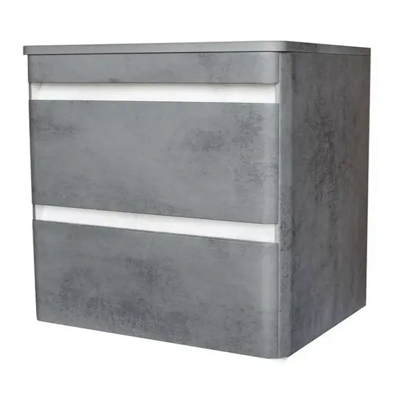 ТУМБА ПОДВЕСНАЯ STYLE LINE "АТЛАНТИКА 80", 2 ЯЩИКА, ЛЮКС БЕТОН ТЕМНЫЙ, СО СТОЛЕШНИЦЕЙ МДФ, PLUS