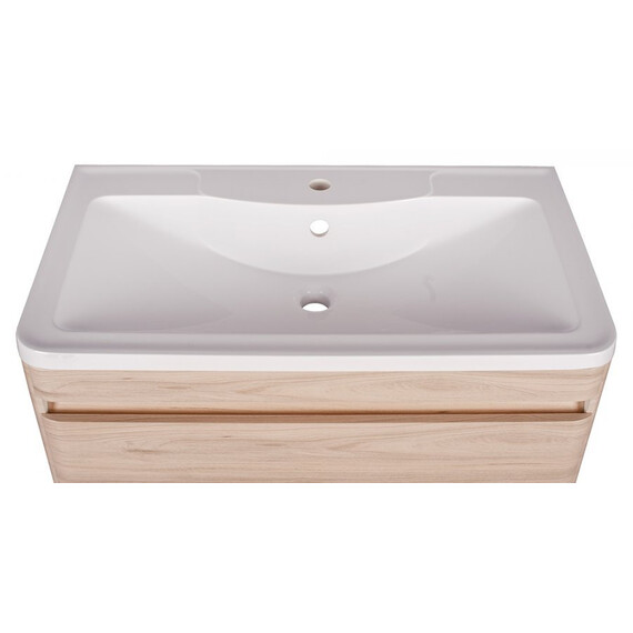 ТУМБА ПОДВЕСНАЯ STYLE LINE "АТЛАНТИКА 80", 2 ЯЩИКА, ЛЮКС ЯСЕНЬ ПЕРЛАМУТР, PLUS