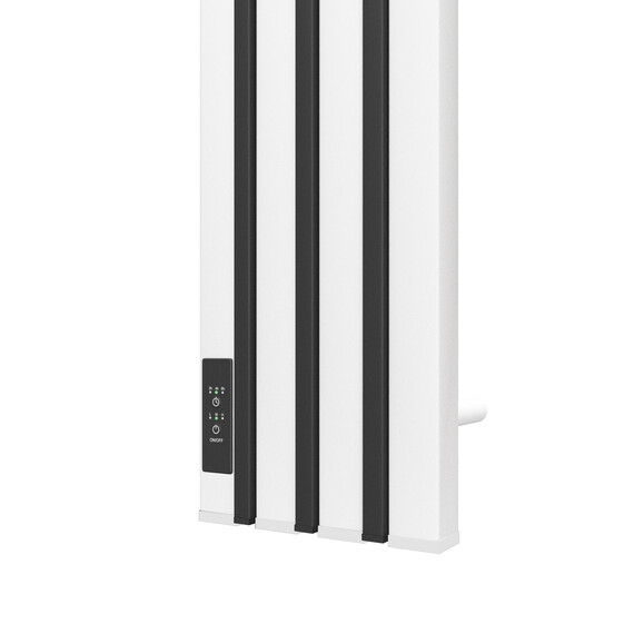 ПОЛОТЕНЦЕСУШИТЕЛЬ ЭЛЕКТРИЧЕСКИЙ POINT ПИАНО PN19722WB 150X1200 ДИММЕР СЛЕВА, БЕЛЫЙ/ЧЕРНЫЙ