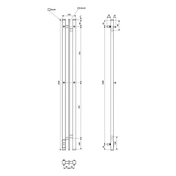 ПОЛОТЕНЦЕСУШИТЕЛЬ ЭЛЕКТРИЧЕСКИЙ POINT ФРЕЯ PN20712W П2 100X1200 ДИММЕР СЛЕВА, БЕЛЫЙ