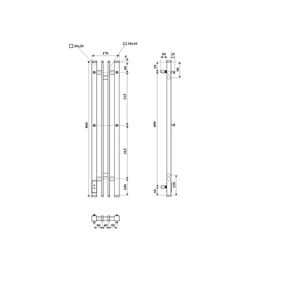 ПОЛОТЕНЦЕСУШИТЕЛЬ ЭЛЕКТРИЧЕСКИЙ POINT ФРЕЯ PN20728W П2 140X800 ДИММЕР СЛЕВА, БЕЛЫЙ