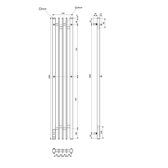ПОЛОТЕНЦЕСУШИТЕЛЬ ЭЛЕКТРИЧЕСКИЙ POINT ФРЕЯ PN20732GB П2 180X1200 ДИММЕР СЛЕВА, ГРАФИТ БЛЕСК