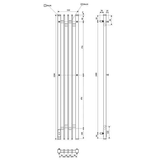ПОЛОТЕНЦЕСУШИТЕЛЬ ЭЛЕКТРИЧЕСКИЙ POINT ФРЕЯ PN20732W П2 180X1200 ДИММЕР СЛЕВА, БЕЛЫЙ