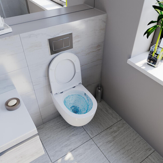 УНИТАЗ ПОДВЕСНОЙ POINT АФИНА БЕЗОБОДКОВЫЙ, БЕЛЫЙ, СИДЕНЬЕ ДЮРОПЛАСТ МИКРОЛИФТ БЫСТРОСЪЕМНОЕ