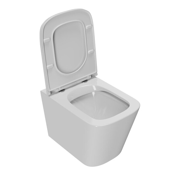 УНИТАЗ ПОДВЕСНОЙ POINT НИКА БЕЗОБОДКОВЫЙ, БЕЛЫЙ, СИДЕНЬЕ ДЮРОПЛАСТ МИКРОЛИФТ БЫСТРОСЪЕМНОЕ