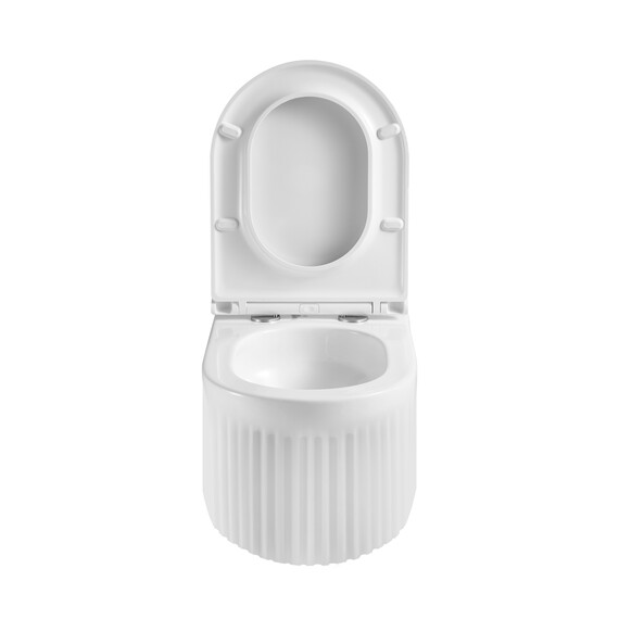 УНИТАЗ ПОДВЕСНОЙ POINT ДЕМЕТРА БЕЗОБОДКОВЫЙ, БЕЛЫЙ, СИДЕНЬЕ ДЮРОПЛАСТ МИКРОЛИФТ БЫСТРОСЪЕМНОЕ