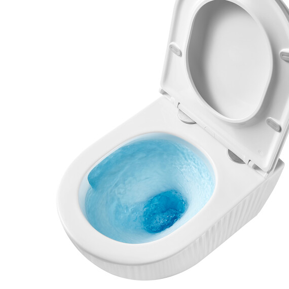 УНИТАЗ ПОДВЕСНОЙ POINT ДЕМЕТРА БЕЗОБОДКОВЫЙ, БЕЛЫЙ, СИДЕНЬЕ ДЮРОПЛАСТ МИКРОЛИФТ БЫСТРОСЪЕМНОЕ