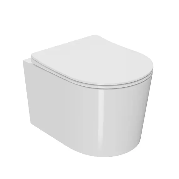УНИТАЗ ПОДВЕСНОЙ POINT ВЕСТА БЕЗОБОДКОВЫЙ, БЕЛЫЙ, СИДЕНЬЕ ДЮРОПЛАСТ МИКРОЛИФТ БЫСТРОСЪЕМНОЕ
