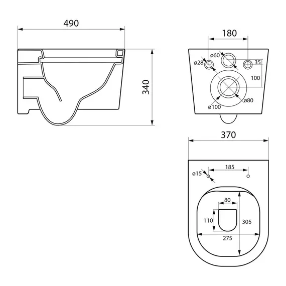 УНИТАЗ ПОДВЕСНОЙ POINT ВЕСТА БЕЗОБОДКОВЫЙ, БЕЛЫЙ, СИДЕНЬЕ ДЮРОПЛАСТ МИКРОЛИФТ БЫСТРОСЪЕМНОЕ