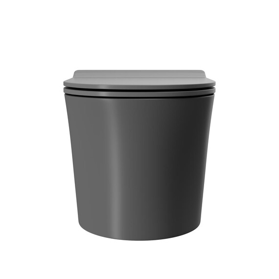 УНИТАЗ ПОДВЕСНОЙ POINT ВЕГА БЕЗОБОДКОВЫЙ, СЕРЫЙ МАТОВЫЙ, СИДЕНЬЕ ДЮРОПЛАСТ МИКРОЛИФТ БЫСТРОСЪЕМНОЕ