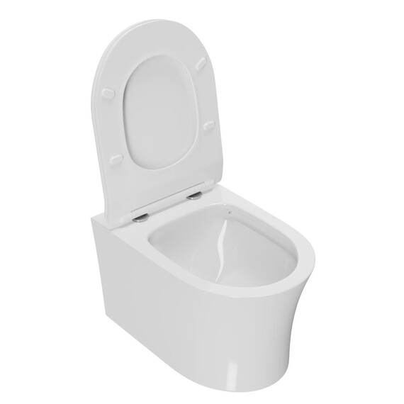 УНИТАЗ ПОДВЕСНОЙ POINT ВЕГА БЕЗОБОДКОВЫЙ, БЕЛЫЙ, СИДЕНЬЕ ДЮРОПЛАСТ МИКРОЛИФТ БЫСТРОСЪЕМНОЕ