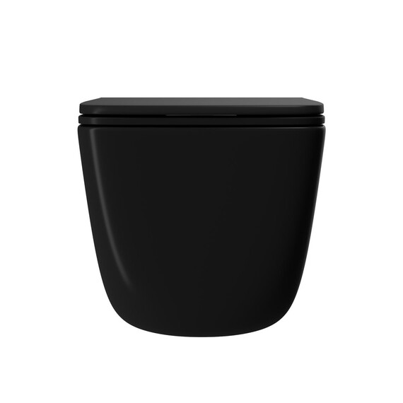 УНИТАЗ ПОДВЕСНОЙ POINT МЕРКУРИЙ БЕЗОБОДКОВЫЙ, ЧЕРНЫЙ МАТОВЫЙ, СИДЕНЬЕ ДЮРОПЛАСТ МИКРОЛИФТ БЫСТРОСЪЕМНОЕ