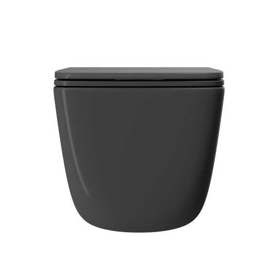УНИТАЗ ПОДВЕСНОЙ POINT МЕРКУРИЙ БЕЗОБОДКОВЫЙ, СЕРЫЙ МАТОВЫЙ, СИДЕНЬЕ ДЮРОПЛАСТ МИКРОЛИФТ БЫСТРОСЪЕМНОЕ