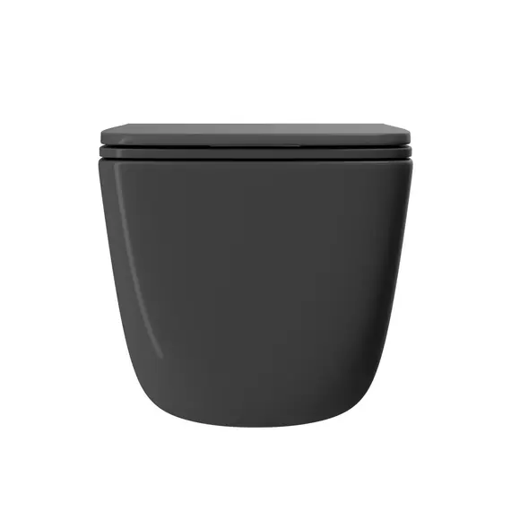 УНИТАЗ ПОДВЕСНОЙ POINT МЕРКУРИЙ БЕЗОБОДКОВЫЙ, СЕРЫЙ МАТОВЫЙ, СИДЕНЬЕ ДЮРОПЛАСТ МИКРОЛИФТ БЫСТРОСЪЕМНОЕ