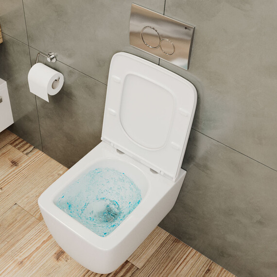 УНИТАЗ ПОДВЕСНОЙ POINT МЕРКУРИЙ БЕЗОБОДКОВЫЙ, БЕЛЫЙ, СИДЕНЬЕ ДЮРОПЛАСТ МИКРОЛИФТ БЫСТРОСЪЕМНОЕ