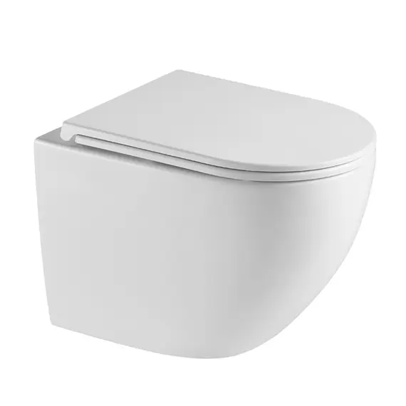 УНИТАЗ ПОДВЕСНОЙ POINT САТУРН БЕЗОБОДКОВЫЙ, БЕЛЫЙ, СИДЕНЬЕ ДЮРОПЛАСТ МИКРОЛИФТ БЫСТРОСЪЕМНОЕ