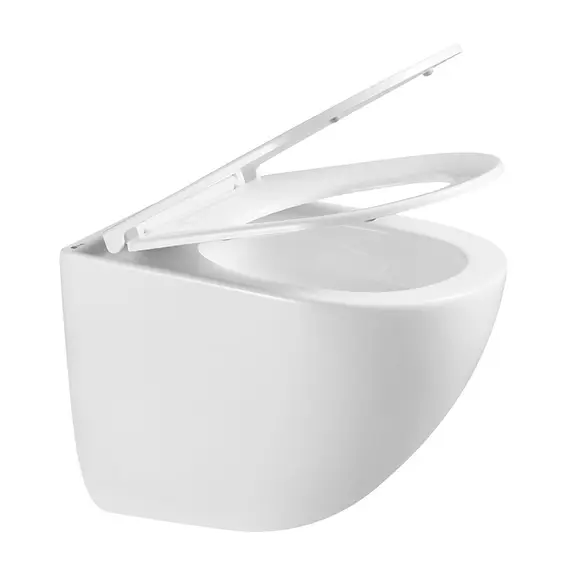 УНИТАЗ ПОДВЕСНОЙ POINT САТУРН БЕЗОБОДКОВЫЙ, БЕЛЫЙ, СИДЕНЬЕ ДЮРОПЛАСТ МИКРОЛИФТ БЫСТРОСЪЕМНОЕ