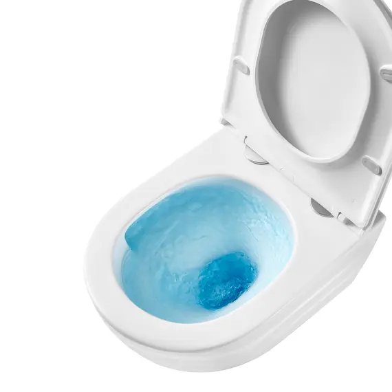 УНИТАЗ ПОДВЕСНОЙ POINT ОМЕГА БЕЗОБОДКОВЫЙ, БЕЛЫЙ, СИДЕНЬЕ ДЮРОПЛАСТ МИКРОЛИФТ БЫСТРОСЪЕМНОЕ