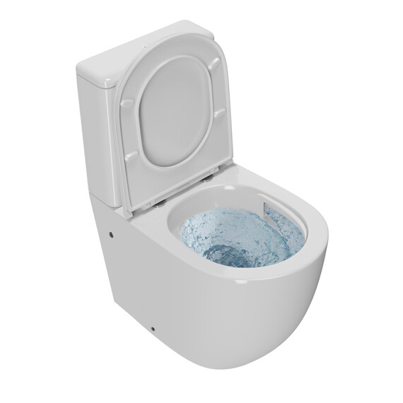 УНИТАЗ-КОМПАКТ POINT САТУРН БЕЗОБОДКОВЫЙ, БЕЛЫЙ, СИДЕНЬЕ ДЮРОПЛАСТ МИКРОЛИФТ БЫСТРОСЪЕМНОЕ