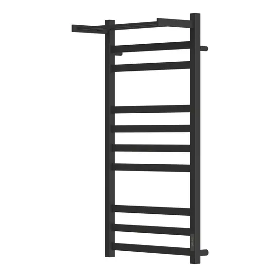 ПОЛОТЕНЦЕСУШИТЕЛЬ ЭЛЕКТРИЧЕСКИЙ POINT МЕРКУРИЙ PN83850PB П9 500X1000 С ПОЛКОЙ, ДИММЕР СПРАВА, ЧЕРНЫЙ