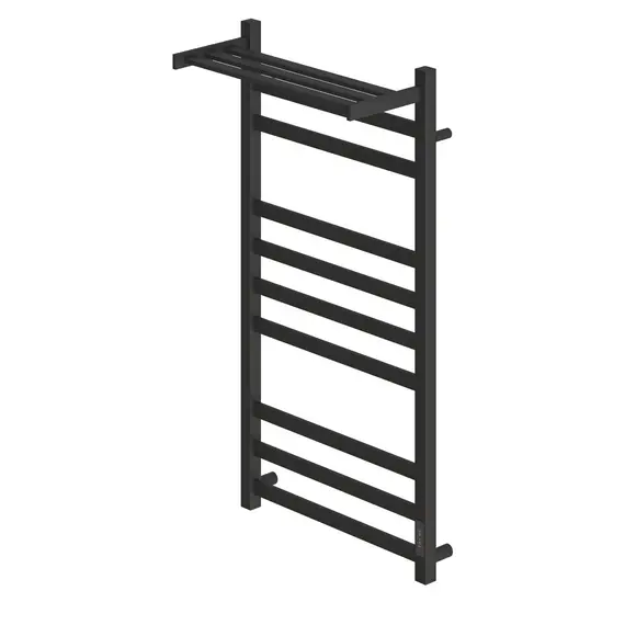 ПОЛОТЕНЦЕСУШИТЕЛЬ ЭЛЕКТРИЧЕСКИЙ POINT МЕРКУРИЙ PN83850PB П9 500X1000 С ПОЛКОЙ, ДИММЕР СПРАВА, ЧЕРНЫЙ