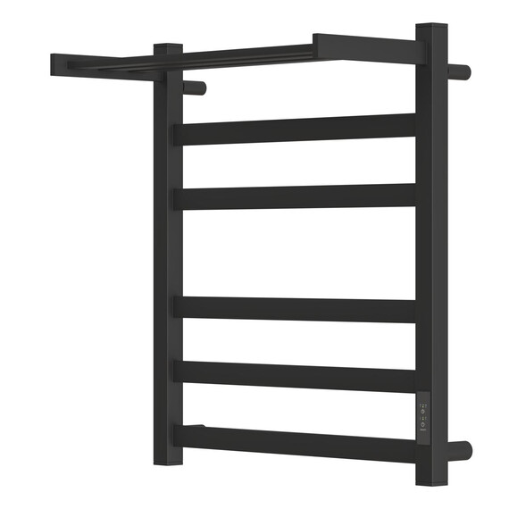 ПОЛОТЕНЦЕСУШИТЕЛЬ ЭЛЕКТРИЧЕСКИЙ POINT МЕРКУРИЙ PN83856PB П5 500X600 С ПОЛКОЙ, ДИММЕР СПРАВА, ЧЕРНЫЙ