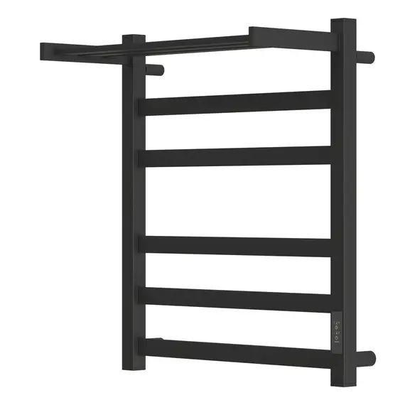 ПОЛОТЕНЦЕСУШИТЕЛЬ ЭЛЕКТРИЧЕСКИЙ POINT МЕРКУРИЙ PN83856PB П5 500X600 С ПОЛКОЙ, ДИММЕР СПРАВА, ЧЕРНЫЙ