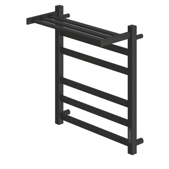 ПОЛОТЕНЦЕСУШИТЕЛЬ ЭЛЕКТРИЧЕСКИЙ POINT МЕРКУРИЙ PN83856PB П5 500X600 С ПОЛКОЙ, ДИММЕР СПРАВА, ЧЕРНЫЙ