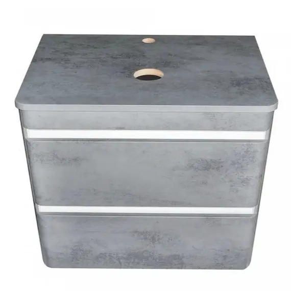 ТУМБА ПОДВЕСНАЯ STYLE LINE "АТЛАНТИКА 80", 2 ЯЩИКА, ЛЮКС БЕТОН ТЕМНЫЙ, СО СТОЛЕШНИЦЕЙ МДФ, PLUS
