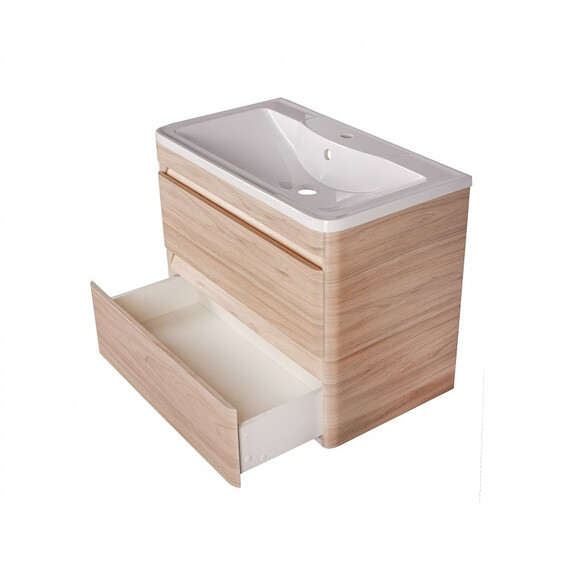 ТУМБА ПОДВЕСНАЯ STYLE LINE "АТЛАНТИКА 80", 2 ЯЩИКА, ЛЮКС ЯСЕНЬ ПЕРЛАМУТР, PLUS