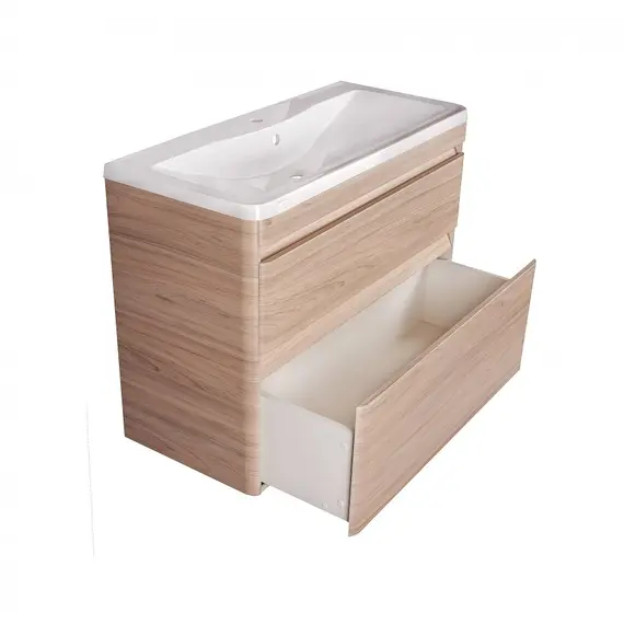 ТУМБА ПОДВЕСНАЯ STYLE LINE "АТЛАНТИКА 90", 2 ЯЩИКА, ЛЮКС ЯСЕНЬ ПЕРЛАМУТР, PLUS