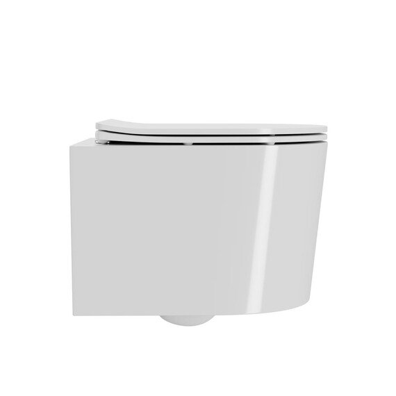 УНИТАЗ ПОДВЕСНОЙ POINT ВЕСТА БЕЗОБОДКОВЫЙ, БЕЛЫЙ, СИДЕНЬЕ ДЮРОПЛАСТ МИКРОЛИФТ БЫСТРОСЪЕМНОЕ