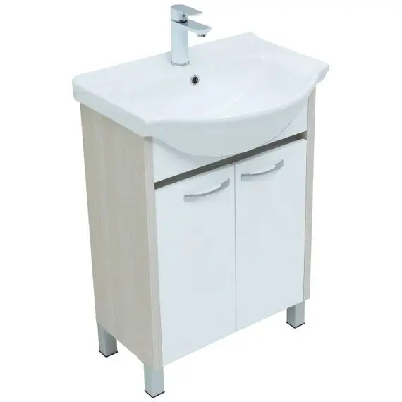 ТУМБА ПОД РАКОВИНУ AQUANET ДОННА 60 БЕЛЫЙ ДУБ/БЕЛЫЙ (2 ДВЕРЦЫ)