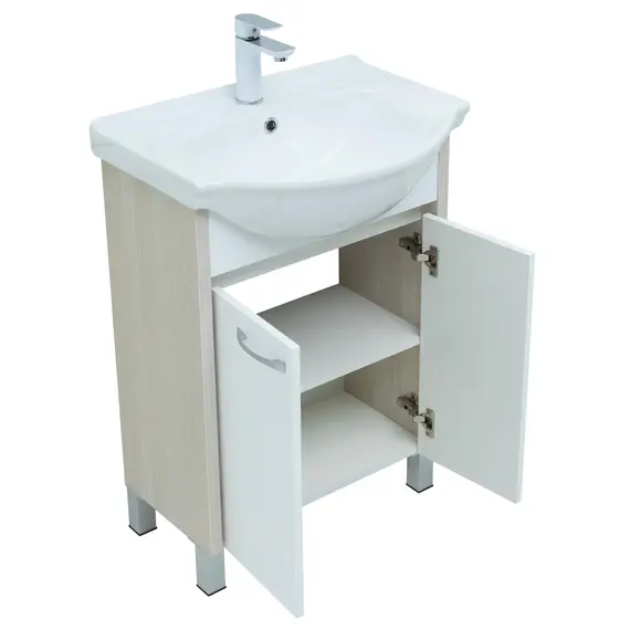 ТУМБА ПОД РАКОВИНУ AQUANET ДОННА 60 БЕЛЫЙ ДУБ/БЕЛЫЙ (2 ДВЕРЦЫ)